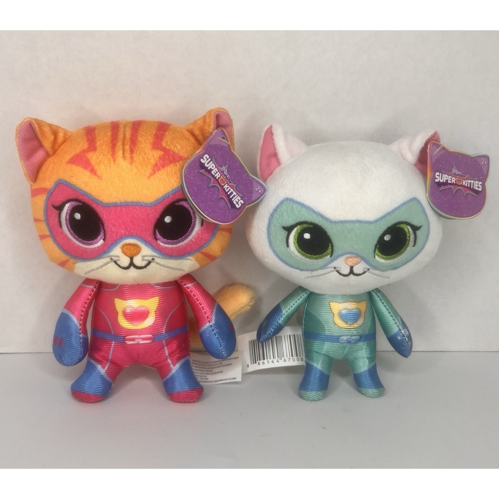 2 Disney Junior Super Kitties Soft Toys Plush Ginny & Bitsy Stuffed Animal Lot